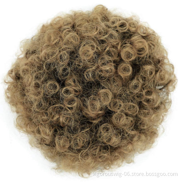 Vigorous Cheap Price Short Hair Extension Fluffy Kinky Curly Updo Chignon Ombre Color For Black Women Synthetic Afro Hair Bun